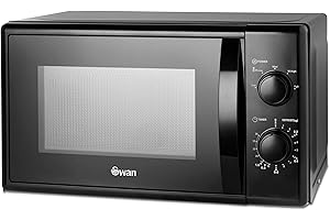 Swan Manual Microwave, 5 Power Levels, Defrost, 35 Minute Timer, 20L, 700W, Black, SM4420BLK