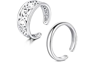 Rajnard Toe Ring Anillos de Dedo del pie Anillo de nudillo Anillo de Dedo Anillo de Banda Ajustable de Acero quirúrgico Flor para Mujeres Niñas Juego de 2 Piezas de Plata/Oro Rosa