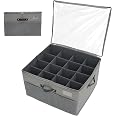 Boîte Rangement Chaussures En Tissu – Jusqu'à 16 Paires, Séparateurs Réglables, Couvercle Transparent