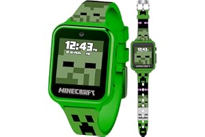 Minecraft Kids Smartwatch - Interactive LED Screen Watch with 10 Custom Watch Faces, Games, Camera, Alarm, Step Tracker & More - Fun Tech Gift for Boys and Girls - Fits Wrists 5.5'' to 8.0"