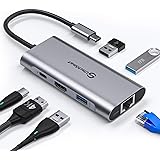 UtechSmart 6 in 1 Hub USB C, 4K HDMI Adattatore USB C con 1000M Ethernet, Power Delivery, 3 Porte USB 3.0 compatibili con Mac