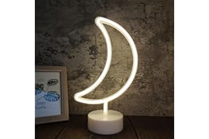 Enseigne Lumineuse au Néon, ZVO LED Lune Veilleuse Nuit Signes, Néon USB/Piles Décoration Murale pour Anniversaire de Fête, Chambre d'enfant, Éclairage de Noël, Salle de Séjour, Salon