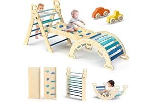 BlueWood Cadre d'escalade pour bébé Aire de jeux intérieure Montessori avec arche, rampe et triangle d'escalade