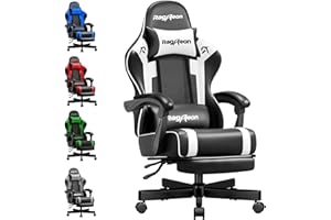 Riftracer Gaming Stuhl Chair Gamer Sessel - Ergonomischer Gamer Stuhl mit Fußstütze Kopfstütze und Lordosenstütz Höhenverstellbar Gepolstert Gamingstuhl 150 Kg Tragkraft Schwarz