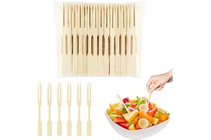500 st cocktailpinnar, långa tandpetare bambu pinnar för charkuterier aptitretare, naturliga runda bambu knoppspett, cocktailtandpetare för drycker, frukt, festtandpetare fester, matning (kort A)