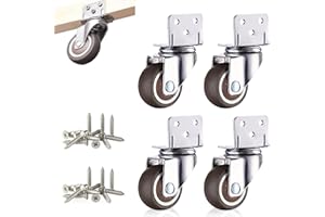 iEago RC Heavy Duty Castor Wheels, 25mm with Brake, Transport Castors with L-Mounting Plate, TPE Rubber Swivel Castors Swivel Wheels, Coffee Table Cabinet Trolley Caster