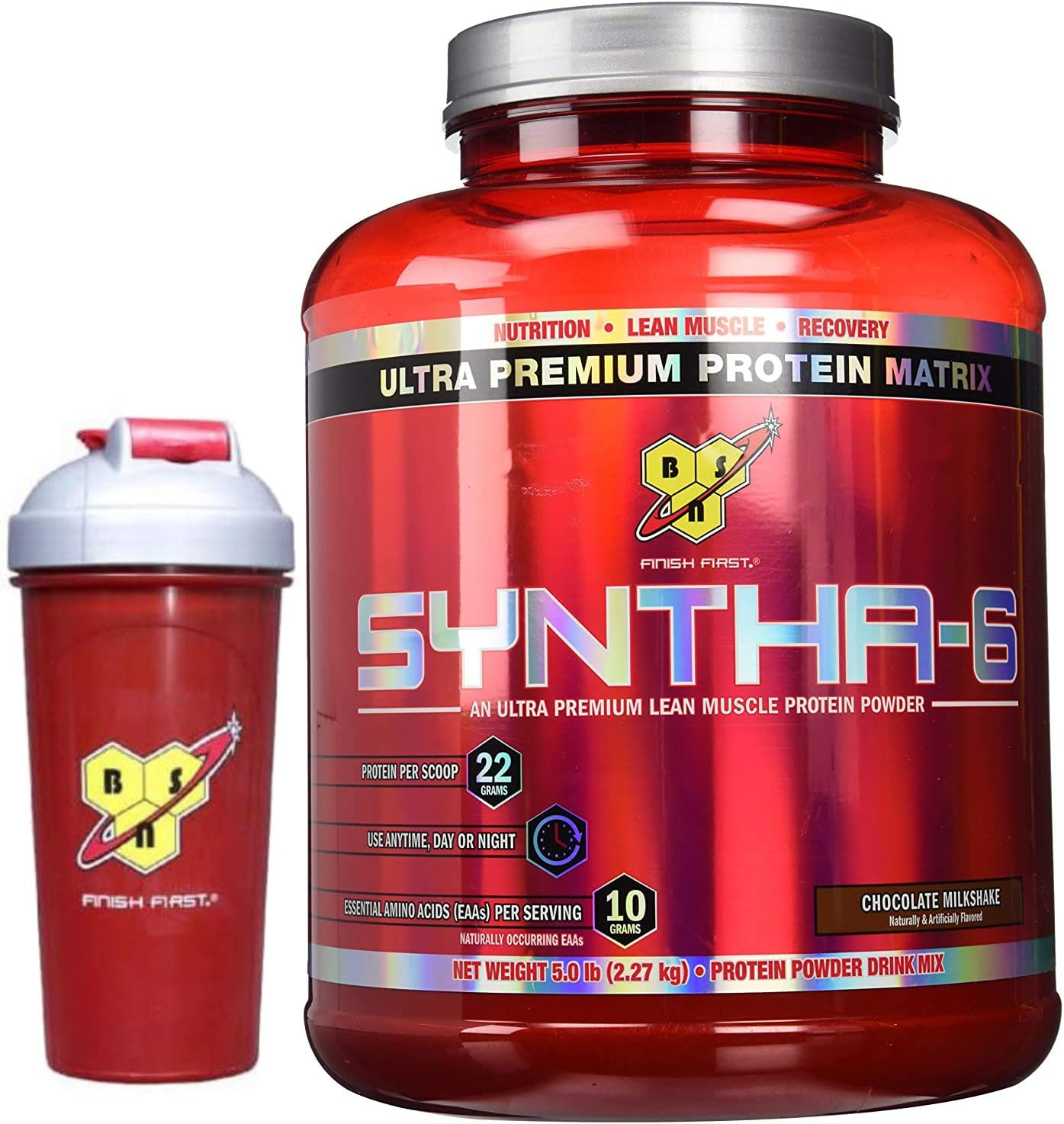 Bsn Syntha-6 Protein Powder - Chocolate Milkshake, 5.0 Lb (48 Servings) with Free Shaker!!!