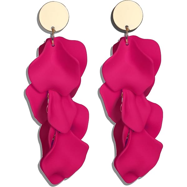 WATEFEOR Orecchini Donna Bohémien - A Goccia Con Nappe E Petali Di Rosa In Acrilico, Colorati, Anallergici, Regalo Compleanno