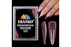 EBANKU 120PCS Rosa Unghie Finte Nail System Dual Nail Form Matte Stiletto Sistema per Unghie Strumenti per Manicure per Unghie con Scala Graduata