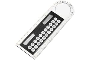 SANWOOD Mini calculatrice, règle de poche portable, calculatrice solaire transparente avec loupe pour enfants et étudiants (noir)