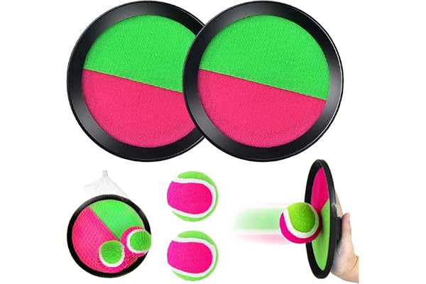 YOUYIKE Jeu Catch Ball et Toss, Raquette de Plage 2 Pagaies et 2 Balles, Jeu de Balle Velcro Enfants, Balle Raquette Scratch Jeux pour Jardin Extérieur Cour Piscine Plage 2 3 5 4 6 7 8 9 10 Ans
