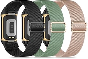 Wizvv 3 elastyczne bransoletki kompatybilne z Fitbit Charge 5/Fitbit Charge 6, dla kobiet i mężczyzn, oddychające, regulowane, nylonowe, do Fitbit Charge 5/Charge 6