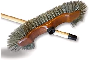 Lot de 3 balais de ménage Demi-tête | Garnissage Soie Grise | Monture Composite Apparence Bois Verni | Manche Bois avec accroche 1,25 m | Appartement intérieur | Kibros 211104MBx3