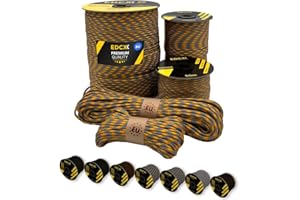 EdcX Paracord 4mm, 20+ militarnych kolorów (15m, 30m, 50m, 100m, 300m) | Idealny na kemping, survival, outdoor, rękodzieło, majsterkowanie | 100% nylonowa lina 4mm | Linka Taktyczna 550 Typ III (Huntin Season, 15 m)
