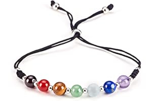 Cherry Tree Collection Natural Gemstone Chakra Bracelet | Adjustable Size Nylon Cord | 6mm Beads, Silver Spacers | 5"-6.5" Womens/Girls/Child, M, Stone