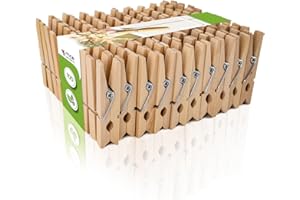 MCE-COMMERCE Holz Wäscheklammern A00154025 aus Birkenholz, 45 mm, 100 Stück, Natur
