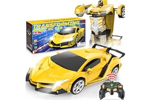 Dolanus Toys for 3-8 Year Old Kids: Transforming Remote Control Car Toys Gifts for 3 4 5 6 7 8 9 10 Year Old Boys Toy Birthday Presents Transformable Rechargeable Robot RC Cars 360° Rotating