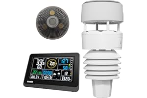 ECOWITT Stazione meteo WS3901, 7 in 1 Stazione meteo da giardino Unità sensore esterno WS90, 7.5 pollici 3 in 1 sensore casa Wifi Indoor LCD Colore Console, IOT Controllo intelligente del collegamento