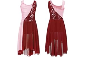 Doomiva Lyrical Dance Dress for Girls Ballet Dance Leotard Dress Contemporary Performance Costume Camisole