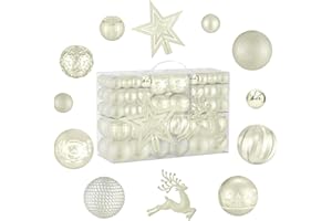 SEACHRGIF 102 Piezas Bolas de Navidad,Bolas Arbol de Navidad,Adornos Arbol Navidad,Decoracion Arbol Navidad Pack Bolas Navidad Bolas de Navidad de Plástico
