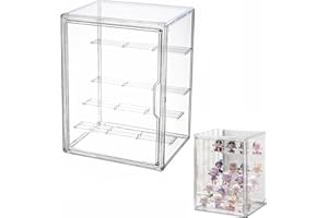 SIYECIOA Vitrinas para Colecciones Vitrina Cristal Expositora Metacrilato, Caja de Exhibición de Acrílico Transparente, Vitrina de Muñecas con Puerta para Figuras Coleccionables con 4 Estantes (36×22×26.5cm)