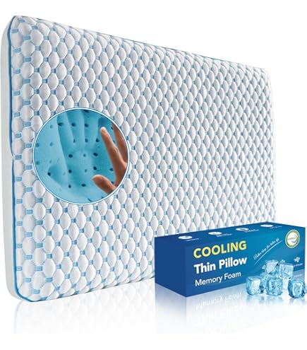 Umiboo Focus 2,6 inch laag profiel gel traagschuim kussen voor maag of rugslapers met polyester bamboe hoes en hoes voor reizen en oogmasker (wit