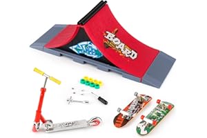 KETIEE Mini Finger Skateboard Ramp Set, Fingerboard Skateboard Skate Park Deck Truck Finger Board Ramp Kit Toy for Kids Birthday Gift, 1810-6A Upgrade