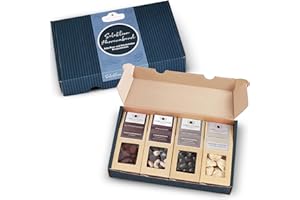 ‎WELLNUSS WELLNUSS "Herrenabend - Schokoladen Selektion“ - Premium Geschenk-Set für Männer I 4 außergewöhnliche Nuss-Snacks im Geschenkkarton, Feinkost Geschenkidee für Mann, Chef, Vater