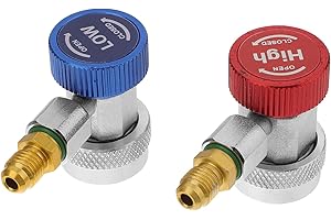 SEWACC Rglable AC R134A Climatisation Adaptateurs de Coupleur Réglables CVAC Réglable High Connector avec Une Évasion Mâle SAE de 1/4 Pouces pour Les Raccords de