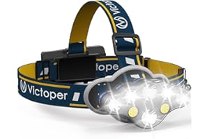 Victoper Head Torch Rechargeable – Super Bright 18000 Lumens Storage Bag 5 X Clips 8 Lighting Modes Headlamp LED Rechargeable, LED Head Torch, Hands-Free Flashlight for Camping, Fishing