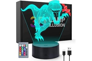 Fullove Boys Gifts Age 5 6 7 8 9 Dinosaur Toy: Cool Toys for Boys Age 5-10 Birthday Presents for 7 Year Old 3D Lamps for Boys Dinosaur Night Light for Kids Gift Idea for 7 8 9 Year Old Boys Gifts