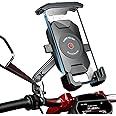 KTUEOV Motorcycle Phone Holder, 360° Rotation Motorbike Phone Mount Auto Shrink Motorbike Phone Holder Mount for Rearview Mirror Detachable Motorbike Mobile Phone Holder for 4-7inch Phone (Black)