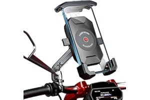 KTUEOV WACCET Soporte Movil Moto 360° Rotación Soporte Telefono Motocicleta Durable Anti Vibración Porta Movil Scooter Retrovisor Resistente al Óxido Portamoviles Moto para Móvil 4-7 Pulgada (Negro)