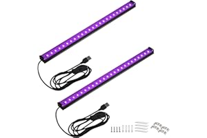 Greenic UV LED Black Light Strip - Upgrade UV Lamp USB 10W 1.5M Cable UV Light 1ft Purple Color Blacklight Lamp for Indoor Halloween Christmas Glow Party Decorations and Urine Detector 2 Pack