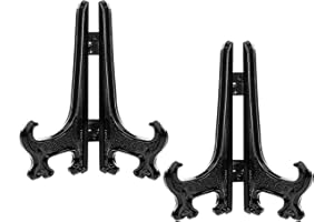 Funzhan 2 x Black Plastic Acrylic Easel Folding Display Stand Plastic Picture Frame Plate Stand Holder – 7.5 cm