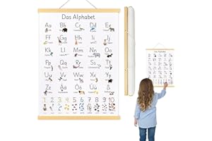 Vlecexs ABC Poster für Kinder 30x40cm, Alphabet Poster, Lernposter Schreiben Lernen Alphabet Zahlen Poster Buchstaben Grundschrift Wanddeko für Kindergarten Grundschule Vorschule Einschulung Geschenke