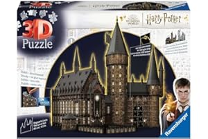 Ravensburger - Puzzle 3D Building - Château de Poudlard illuminé - La Grande Salle/Harry Potter - A partir de 10 Ans - 540 pièces numérotées à Assembler sans Colle - Accessoires Inclus - 11550