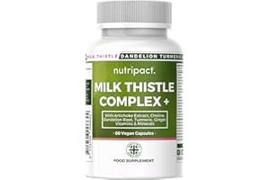 NUTRIPACT Milk Thistle 14-in-1 Liver Support Complex – 7986mg per Serving – with Dandelion Leaf, Artichoke Extract, Choline, Turmeric, Vitamins & Minerals – 80% Silymarin – 60 Vegan Capsules (not Tablets) – UK