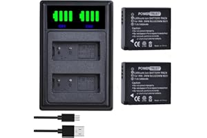 PowerTrust 2Pcs DMW-BLG10 DMW-BLE9 Battery with Charger for Panasonic Lumix DMC-GX7 DMC-TZ100 DMC-LX100 DC-G100 DMC-GF3 DMC-GF6 DC-TZ200 DC-TZ95 DC-GX9 DMC-GX80 DMC-TZ80