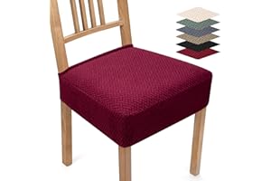 BALLADHOME Pokrowce na Krzesła do Jadalni 6 Sztuki Stretch Pokrowiec na Krzesło Rozciągliwe Pokrowców na Krzesła na Siedzenia Zmywalne Zdejmowane do Restauracja Kuchnia Bankiet (Wino Czerwony, 6 Sztuki)-TB