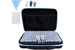 BYZESTY Saatgut Aufbewahrungsbox, 60 Slots Saatgut Aufbewahrung Mit Reißverschluss, Samen Organizer Mit 60 Flaschen, Etikettenaufklebern & Trichter, Seed Storage Organizer Für Samen Und Diamantmalerei-Zubehör