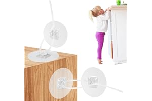 EQLEF Furniture Wall Anchors No Drill, 12pcs Adhesive Furniture Straps to Wall Wardrobe Wall Fixings with Nylon Straps Furniture Wall Fixing for Children Pet Baby Proofing