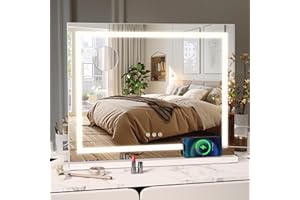 ‎EKLIPT eklipt Hollywood Schminkspiegel mit Beleuchtung, 58 X 46cm Großer Kosmetikspiegel mit 3 Farbbeleuchtungsmodi, Touch Schalter, Vanity Spiegel mit Licht Weiß