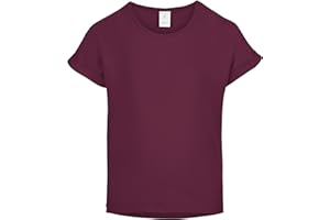 Merry Style T-Shirt per Bambina 100% Cotone - Maniche Corte con Risvolto, Maglietta per Ragazza con Collo Tondo Classico, per Lo Sport e la Scuola MS10-468