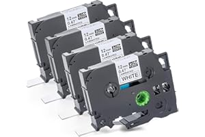 ANSTORE 4 x taśma do drukarki Brother TZ231 TZ-231 TZE231 TZE-231 P-Touch 1010 1000 s d400 h100lb 900 PTOUCH taśma do opisywania taśma kolorowa, 12 mm, czarna na białym kolorze, szerokość 12 mm x długość 8 m