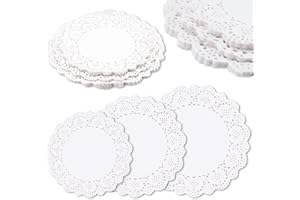 Guouet White Paper Doilies,180 Pieces Doilies Lace Paper Doilies Round Paper Doilies White 3 Sizes 6.5 Inch 7.5 Inch 8.5 Inch