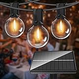 Catena Luminosa Esterno Solare - 15M/50FT Impermeabile Luci Giardino Energia Solari con 25+2 G40 Lampadina, 4 Modalità USB Ri