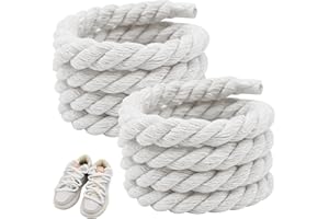 Lotbun 1 para sznurowadeł 1 premium z bawełną premium (8 mm i 150 cm), sznurowane sznurowane do sneakersów (białe), biały, M