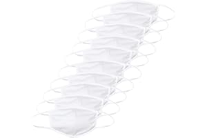 FM LONDON ACCESSORIES FM London Mascherine Riutilizzabili, 100% Cotone, Bianca, Adult (Confezione da 10)