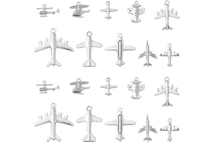 Ornazy 100 pcs 10 Styles Antique Silver Aircraft Airplane Charms Passenger Airplane Helicopter Charms for Bracelet Necklace Jewellery Making and Crafting